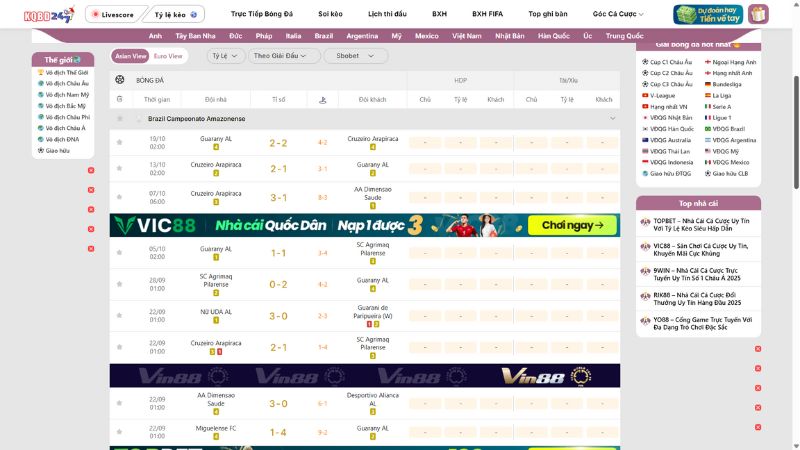 Giao diện xem KQBD Brazil Campeonato Alagoano thiết kế hiện đại